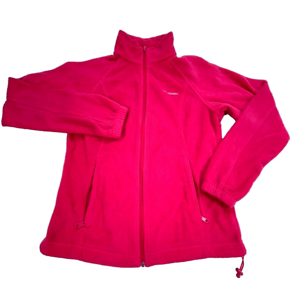 Columbia Jacket Women Medium Pink Fleece Full Zip Sweater Brenton Springs A90